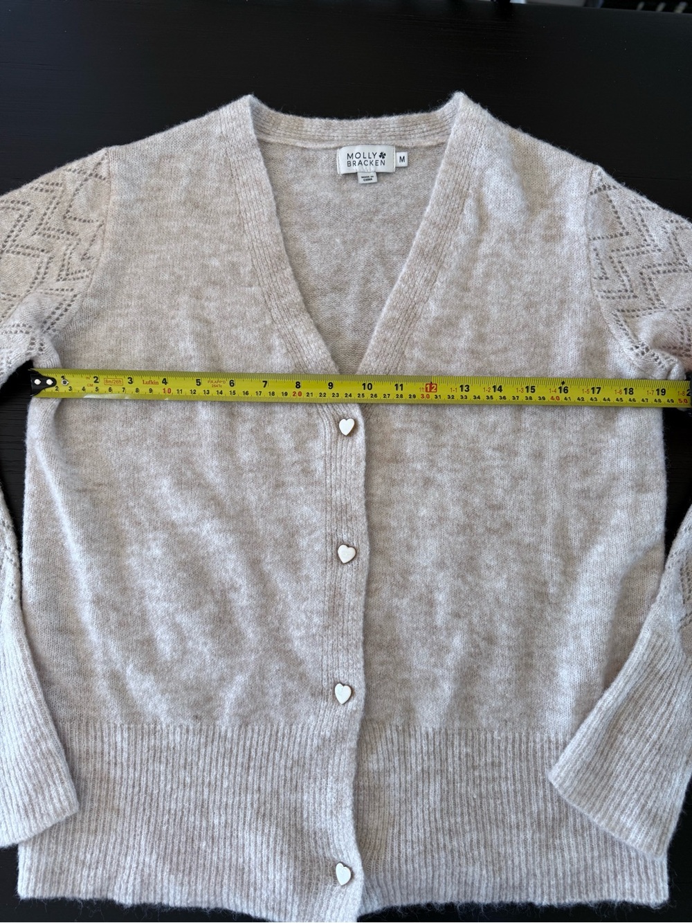 NWOT Molly Bracken Soft Knit Heart Button Cardigan Sweater | Medium | Cream - Picture 10 of 12